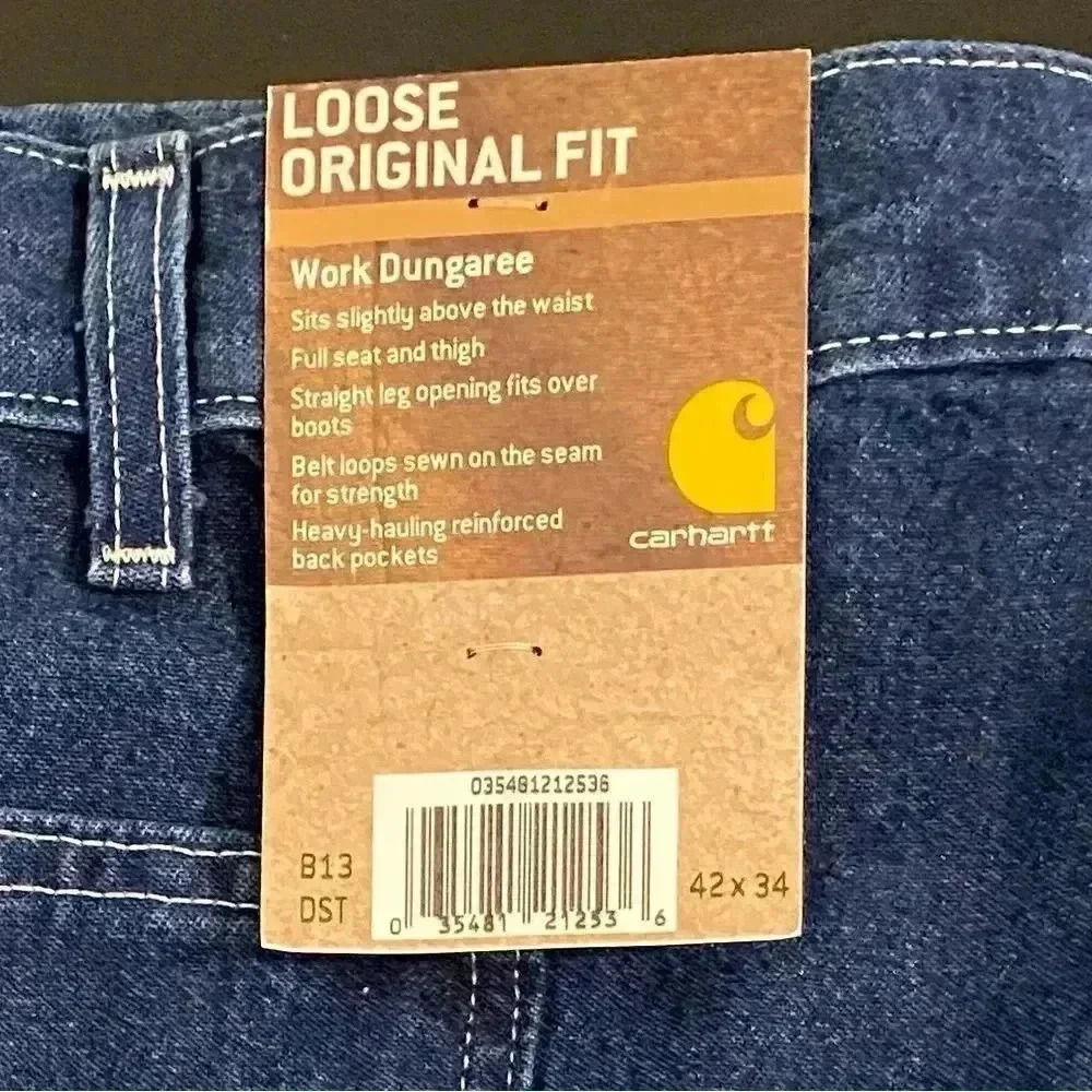 New Carhartt Original Work Dungarees B13 Loose Fit Dead Stock Utility 42 x 34 - Picture 8 of 11